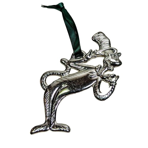 Dr Seuss The Cat in the Hat Christmas Ornament Silver Plated Official 3.5” A48 - Picture 1 of 3